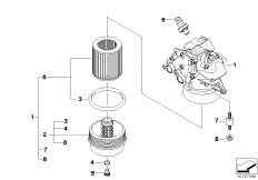 Смазочная система-масляный фильтр для BMW E60 M5 S85 (схема запасных частей)