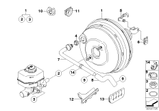 Вакуумный усилитель тормозов для BMW E83N X3 2.0i N46 (схема запасных частей)
