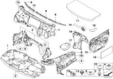 Звукоизоляция Пд для BMW E46 328i M52 (схема запасных частей)