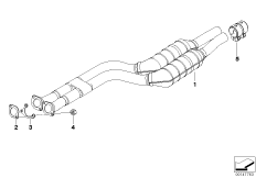 Катализатор/передний доп.глушитель для BMW E46 330i M54 (схема запасных частей)