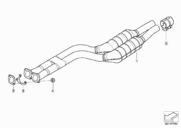Катализатор/передний доп.глушитель для BMW E46 330i M54 (схема запчастей)
