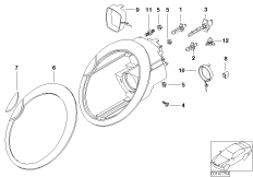 Детали ксеноновой фары для MINI R50 One D W17 (схема запасных частей)