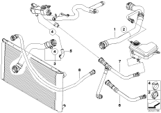 Водяной шланг системы охлаждения для BMW E60N 520d M47N2 (схема запасных частей)