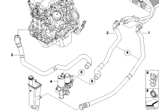 Доп.водяная помпа/водяной шланг/клапан для BMW E83N X3 2.0i N46 (схема запасных частей)