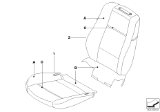 Инд.обивка сиденья пов.комфорт.кожа для BMW E53 X5 3.0d M57N (схема запасных частей)