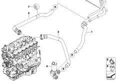 Дополнит.водяная помпа/водяной шланг для BMW E91N 325d M57N2 (схема запасных частей)