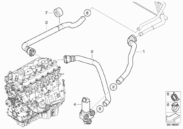 Дополнит.водяная помпа/водяной шланг для BMW E91 330xd M57N2 (схема запчастей)