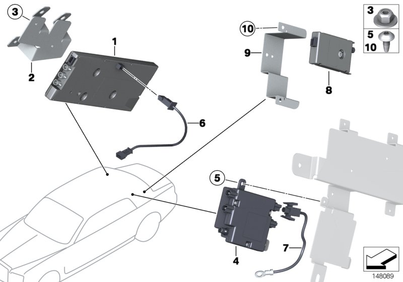 Антенный усилитель для BMW RR1 Phantom N73 (схема запчастей)