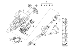Рулевая колонка с электропр./доп.детали для BMW E61 530xi N52 (схема запасных частей)