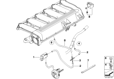 Система впуска - управляется разрежением для BMW E61 535d M57N (схема запасных частей)