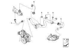 Водяной шланг системы охлаждения для BMW E91N 335d M57N2 (схема запасных частей)