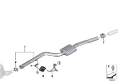 Передний дополнительный глушитель для BMW E90N 325d N57 (схема запасных частей)
