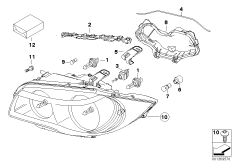 Детали фары для BMW E87 120d M47N2 (схема запасных частей)