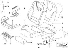 детали спортивного сиденья Recaro для BMW R50 One D W17 (схема запасных частей)