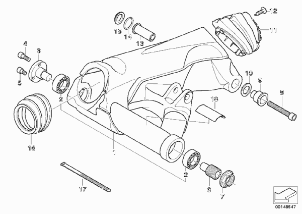Качающийся рычаг заднего колеса для BMW K25H HP2 Enduro (0369,0389) 0 (схема запчастей)