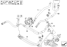 Маслопроводы гидроусилителя рул.управл. для BMW E61 525xi N52 (схема запасных частей)