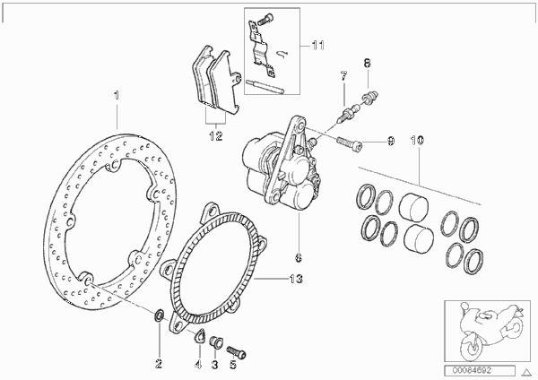 Тормозн.механизм колеса Пд Integral ABS для BMW R22 R 1150 RT 00 (0419,0499) 0 (схема запчастей)
