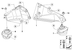 Подвеска двигателя для BMW E83N X3 2.0i N46 (схема запасных частей)