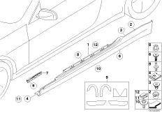 Накладка порог / арка колеса для BMW E63 650i N62N (схема запасных частей)