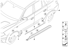 Накладка M порог / арка колеса для BMW E83 X3 3.0i M54 (схема запасных частей)