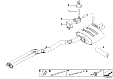 Вакуумное управление заслонкой глушителя для BMW E60 535d M57N (схема запасных частей)
