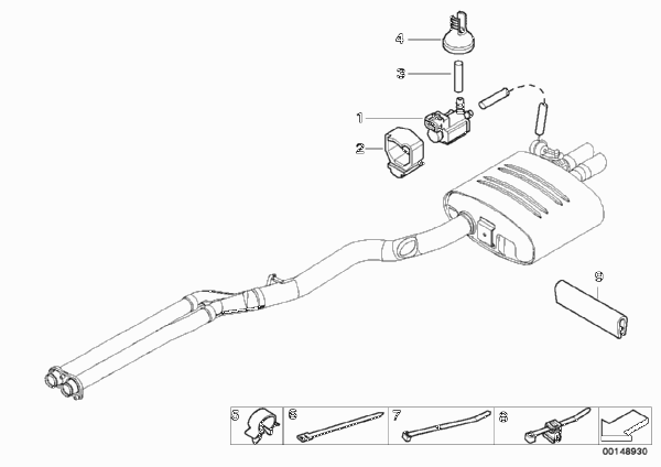 Вакуумное управление заслонкой глушителя для BMW E61 535d M57N (схема запчастей)