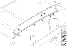 Декоративная планка крыши/леер для BMW E61 520d M47N2 (схема запасных частей)