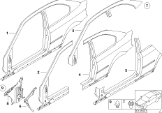 боковой каркас для BMW E46 325ti M54 (схема запасных частей)