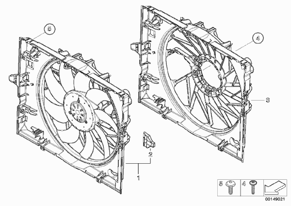 Кожух вентилятора/вентилятор для BMW E60 540i N62N (схема запчастей)