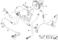 Маслопроводы гидроусилителя рул.управл. для BMW E60N 520d M47N2 (схема запасных частей)
