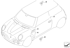 Декоративная полоса для MINI R53 Cooper S W11 (схема запасных частей)