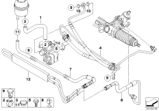 Маслопроводы гидроусилителя рул.управл. для BMW E83N X3 2.0i N46 (схема запасных частей)