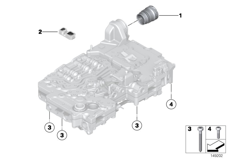 GA6HP32Z Мехатроник, детали крепления для BMW RR3 Coupé N73 (схема запчастей)