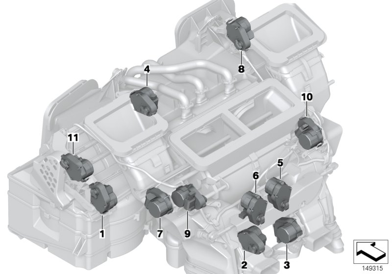 Актюатор автоматического климат-контроля для BMW RR3 Coupé N73 (схема запчастей)