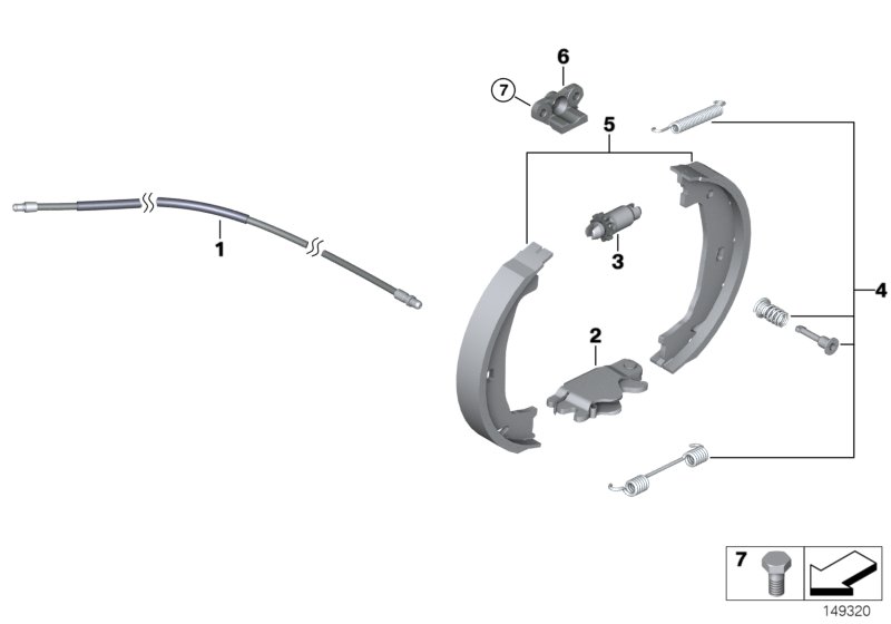 Стояночный тормоз/тормозные колодки для BMW E85 Z4 2.2i M54 (схема запчастей)