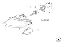 Электронные компоненты ксеноновых фар для BMW E85 Z4 2.0i N46 (схема запасных частей)