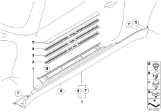 планка швеллера / накладка порога для BMW R50 Cooper W10 (схема запасных частей)