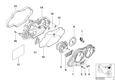 Детали комбинации приборов для BMW R28 R 1150 R Rockster (0308,0318) 0 (схема запасных частей)