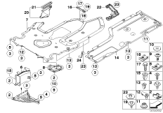 Экран моторного отсека/облицовка днища для BMW E63 M6 S85 (схема запасных частей)