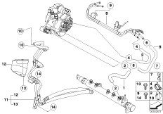 Топливопроводы для BMW R50 One D W17 (схема запасных частей)