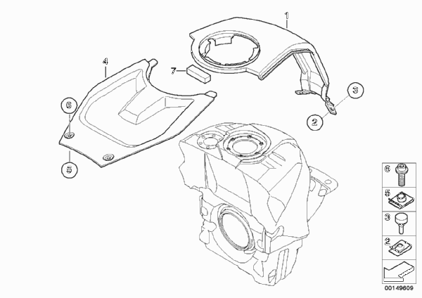 Кожух топливного бака Ср для BMW K40 K 1300 S (0508,0509) 0 (схема запчастей)