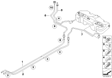 Топливопровод/ элементы крепления для BMW R50 One D W17 (схема запасных частей)