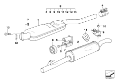 глушитель для BMW E34 524td M21 (схема запасных частей)