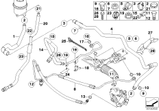 Маслопроводы гидроусилителя рул.управл. для BMW E60 545i N62 (схема запасных частей)