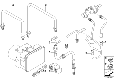 Трубопровод тормозного привода Пд для BMW E85 Z4 2.2i M54 (схема запасных частей)