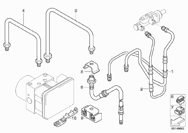 Трубопровод тормозного привода Пд для BMW E86 Z4 M3.2 S54 (схема запчастей)