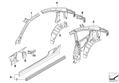 Детали бокового каркаса для BMW E92 325i N53 (схема запасных частей)