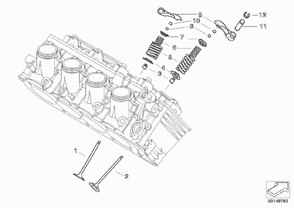 Впуск./выпуск.клапан мех.клап.газораспр. для BMW K43 K 1200 R (0584,0594) 0 (схема запчастей)