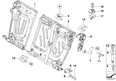 Каркас подушки базового сиденья Зд для BMW E81 120i N43 (схема запасных частей)