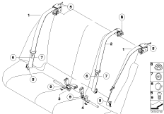 Ремень безопасности Зд для BMW E91N 325i N52N (схема запасных частей)